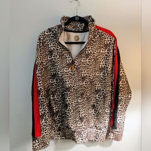 Leopard Print Quarter-Zip Pullover